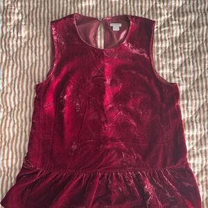 J. Crew Crushed Ruby Velvet Top ❤️